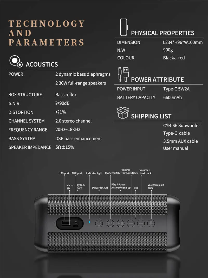 Loa Bluetooth Cyboris S6 - 60W 43 8 17