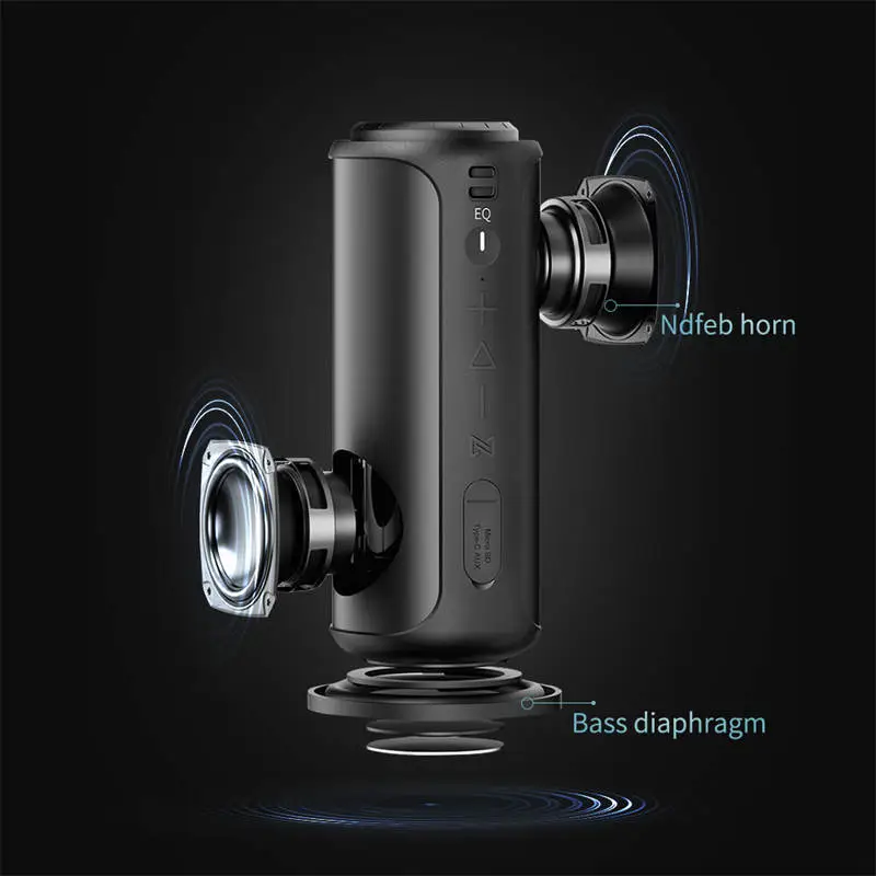 Loa Bluetooth Cyboris S12 | 30W, Âm Thanh Tự Nhiên, Chống Nước IPX7 30 Hệ thống loa kép và màng bass thụ động tạo nên chất âm stereo mạnh mẽ