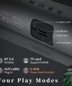 Loa Bluetooth Cyboris T9 | Soundbar Mini 80W, Âm Thanh 2.1 kênh, Pin 10400mAh 11 cac cong ket noi cyboris t9