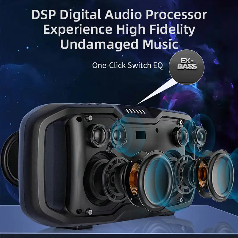 Loa Bluetooth Cyboris Motor Boom X10 | 120W, Âm Thanh Hi-Fi, Chống Nước IPX6 4 cac cong ket noi cyboris