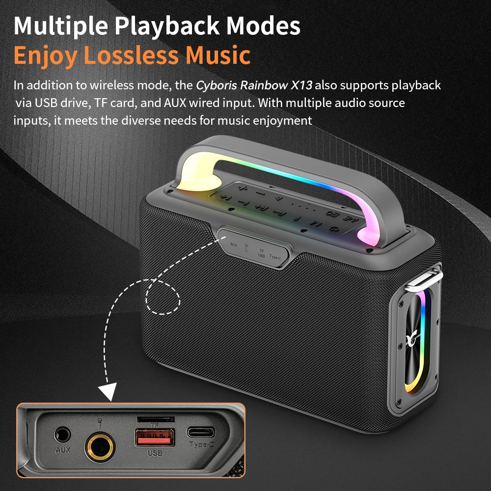 Loa Karaoke Bluetooth Cyboris X13 100W 6 cac cong ket noi cyboris