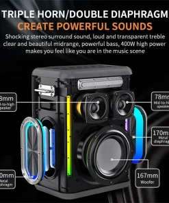 Loa Karaoke Cyboris X15 400W | Pin 30.000mAh, Sạc Nhanh 65W 16 cau truc am thanh 3 duong tieng cyboris x15