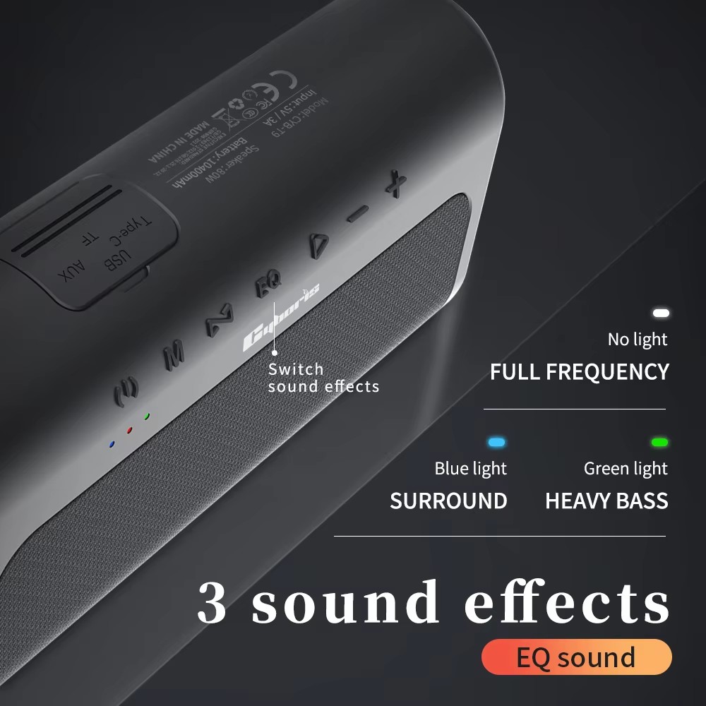 Loa Bluetooth Cyboris T9 | Soundbar Mini 80W, Âm Thanh 2.1 kênh, Pin 10400mAh 4 che do am thanh eq cyboris t9