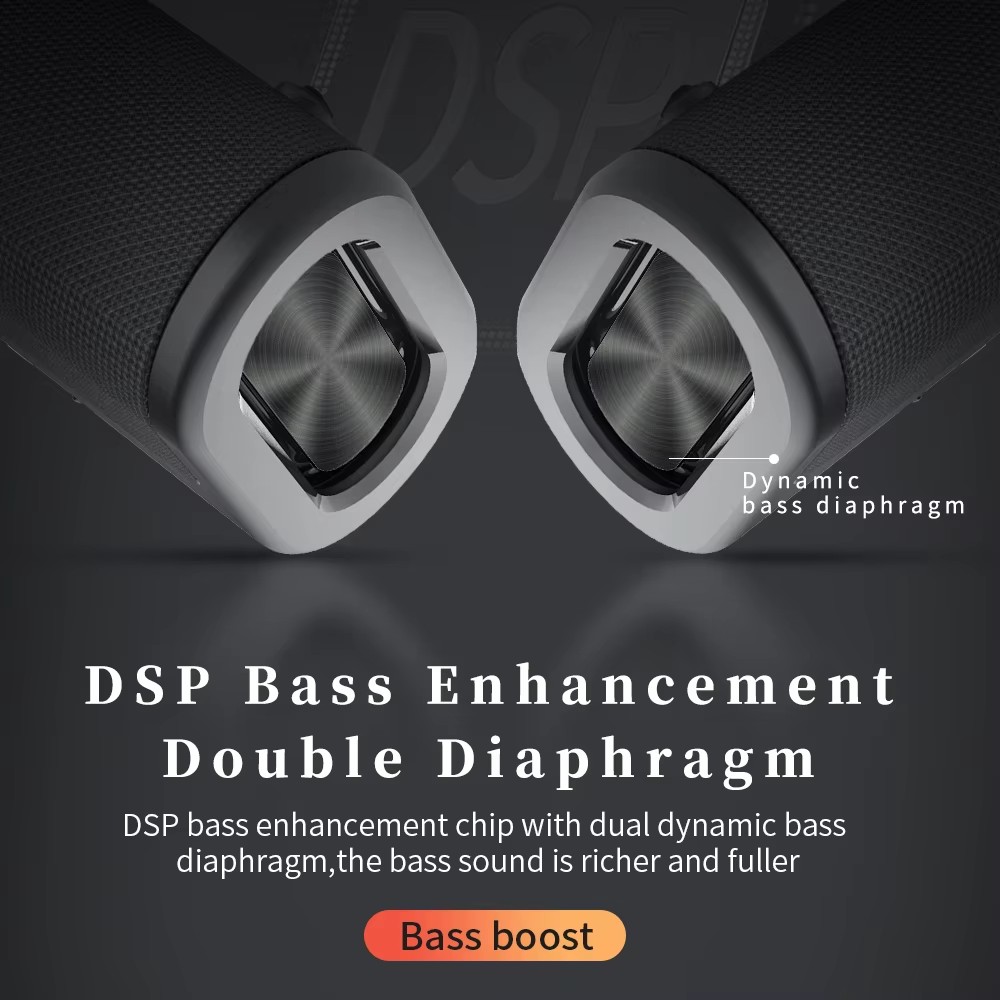 Loa Bluetooth Cyboris T9 | Soundbar Mini 80W, Âm Thanh 2.1 kênh, Pin 10400mAh 26 Chip DSP và màng loa bass thụ động kép cho âm trầm sâu và uy lực.