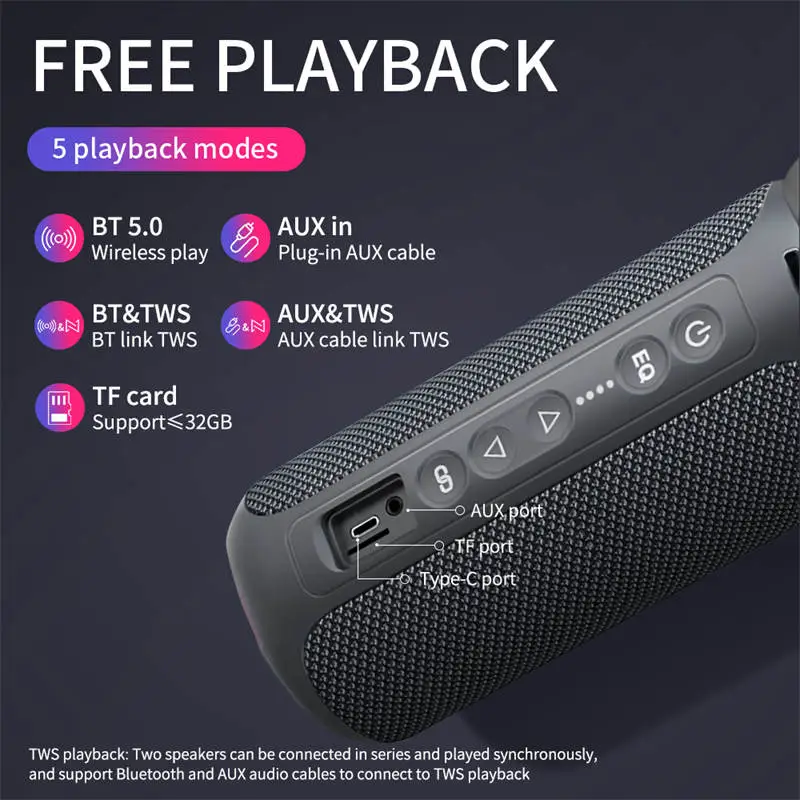 Loa Bluetooth Cyboris S7 | 40W, Chống Nước IPX7, Pin 16 Giờ 5 cong nghe ket noi tws cyboris s7