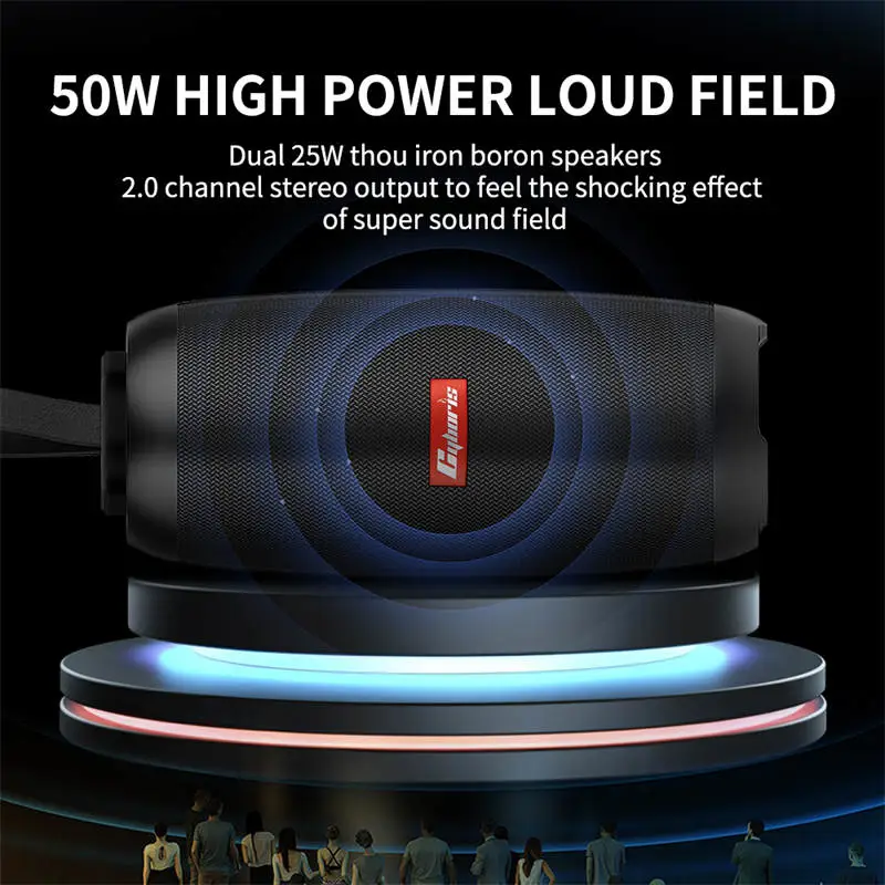 Loa Bluetooth Cyboris V9 Pro | 50W, Bass Mạnh Mẽ, Chống Nước IPX6 25 Hệ thống loa kép 50W mang lại âm thanh Stereo mạnh mẽ