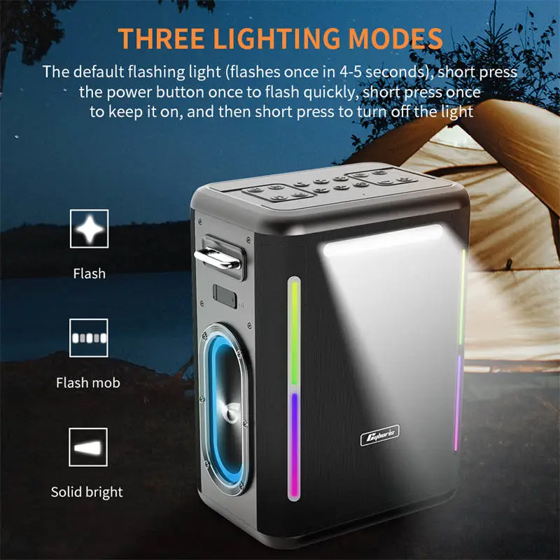 Loa Karaoke Cyboris X15 400W | Pin 30.000mAh, Sạc Nhanh 65W 6 den chieu sang ngoai troi cyboris