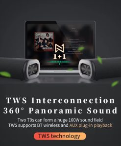 Loa Bluetooth Cyboris T9 | Soundbar Mini 80W, Âm Thanh 2.1 kênh, Pin 10400mAh 15 ket noi 2 loa tws 160w cyboris t9