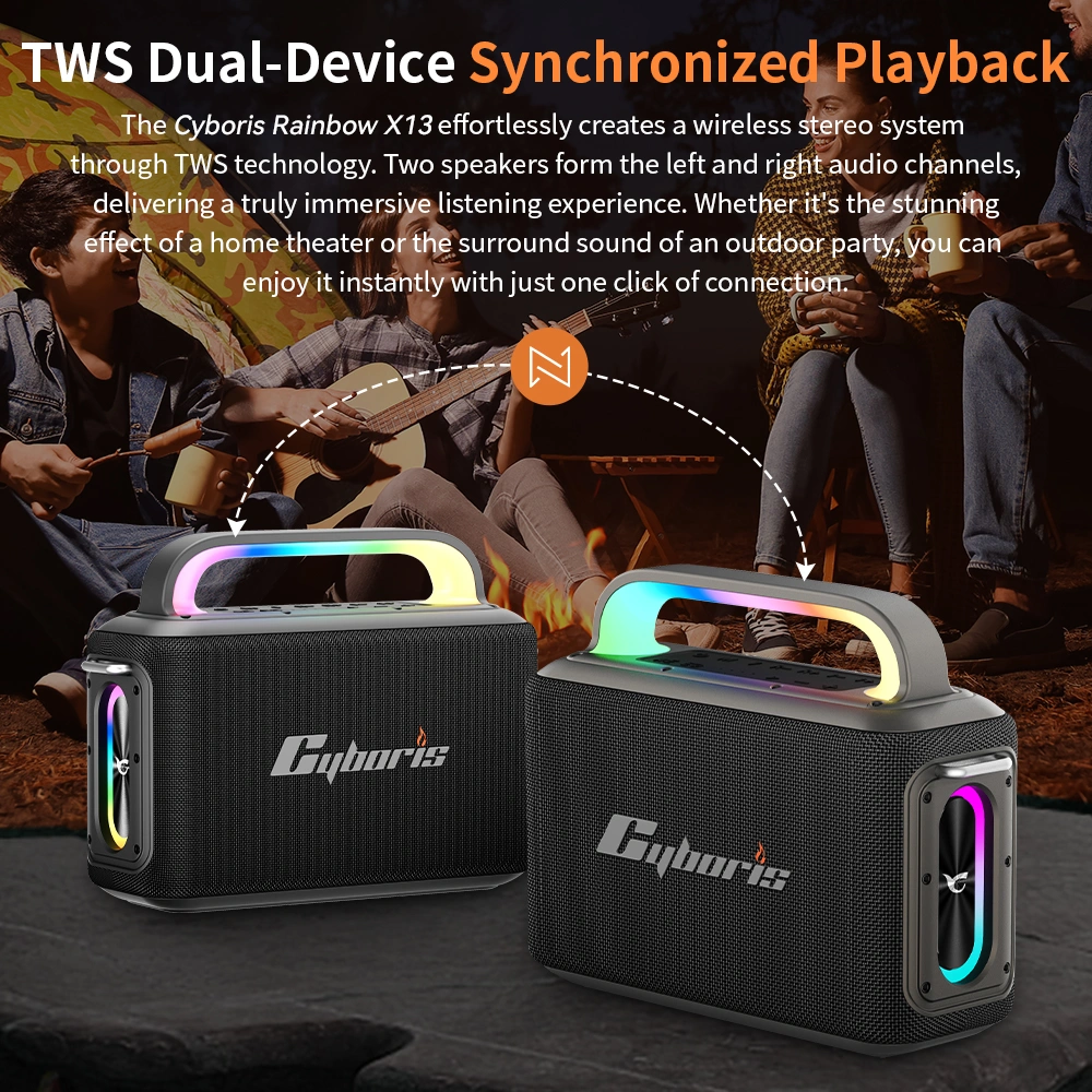 Loa Karaoke Bluetooth Cyboris X13 100W 9 ket noi 2 loa tws cyboris