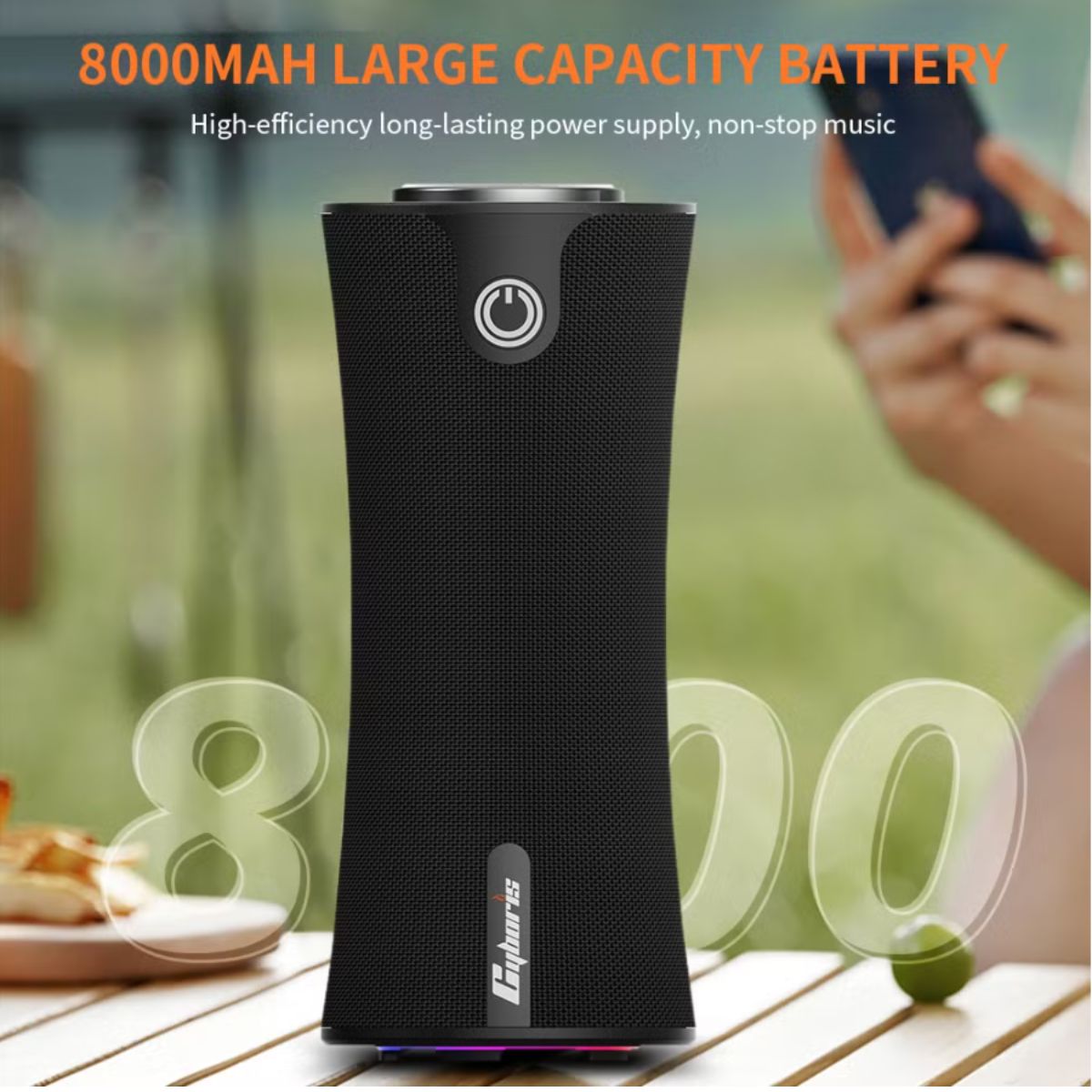 Loa Bluetooth Cyboris T16 | 80W, Thiết Kế Trụ, Cảm Ứng, Đèn RGB 8 ket noi bluetooth 5 3 cyboris t16