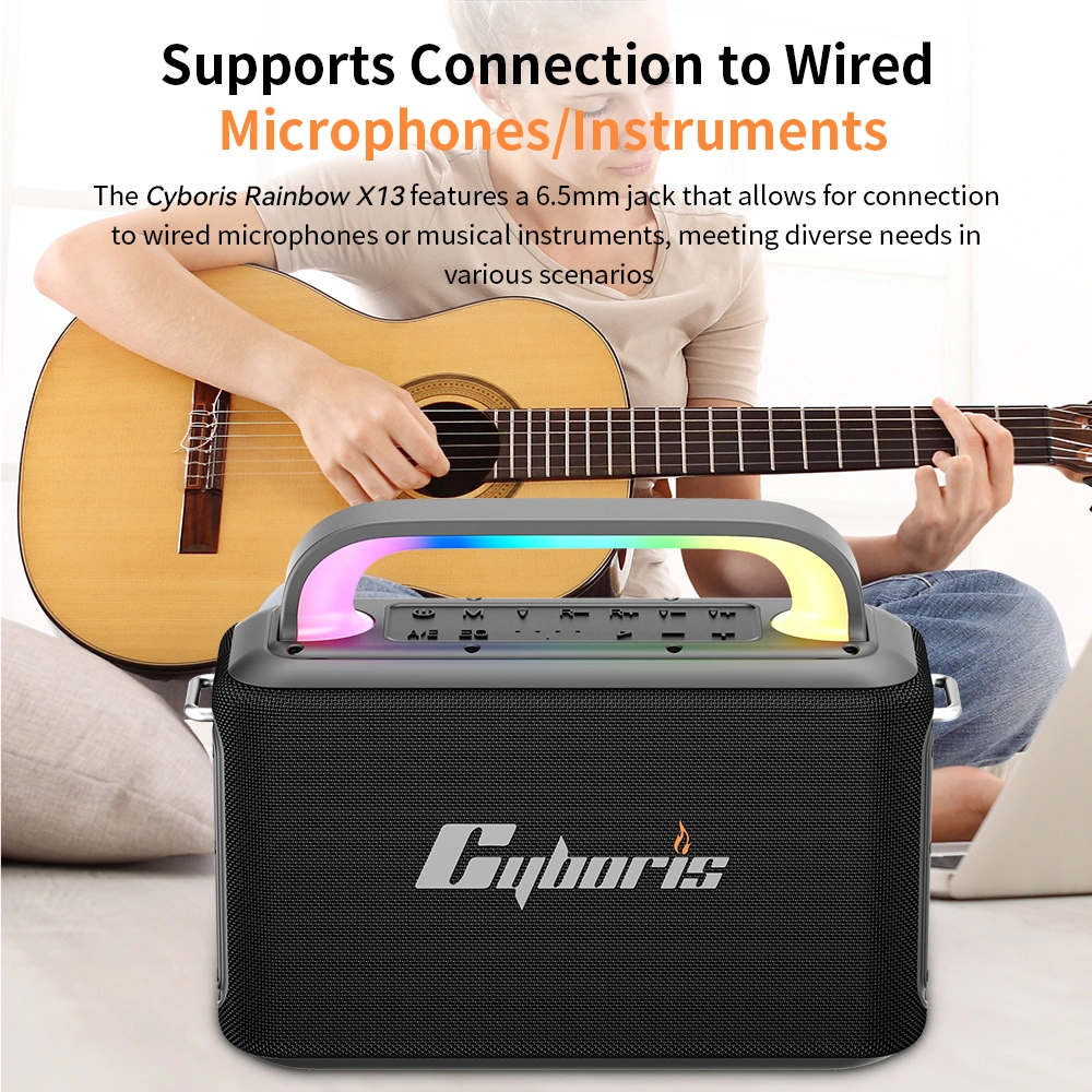 Loa Karaoke Bluetooth Cyboris X13 100W 29 Trải nghiệm hát karaoke và kết nối nhạc cụ với loa Cyboris X13.
