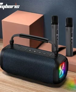 Loa Karaoke Bluetooth Cyboris T12 | 80W, Chống Nước IPX7, Kèm Micro Mini 24 micro khong day mini cyboris t12