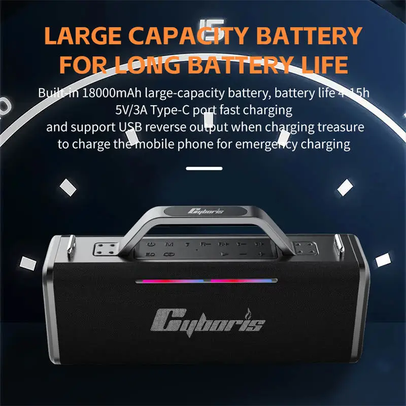 Loa Karaoke Cyboris Battleship X12 | 200W 9 pin 18000mah sac du phong cyboris