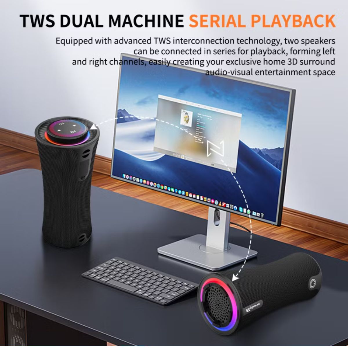 Loa Bluetooth Cyboris T16 | 80W, Thiết Kế Trụ, Cảm Ứng, Đèn RGB 7 pin 8000mah cyboris t16 2