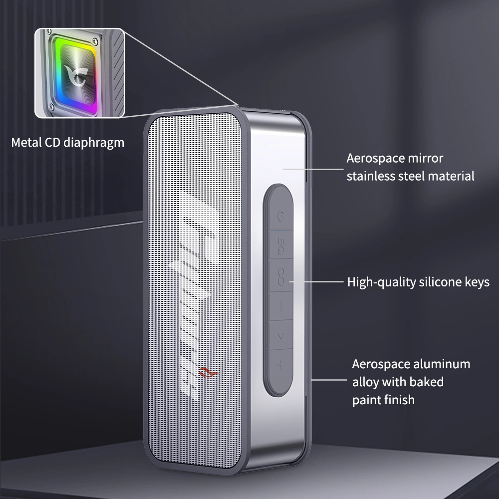 Loa Bluetooth Cao Cấp Cyboris S15 | Vỏ Kim Loại, Âm Thanh Hi-Fi, Đèn RGB 23 Vật liệu cao cấp từ Thép không gỉ và Nhôm hàng không tạo nên sự bền bỉ và sang trọng.