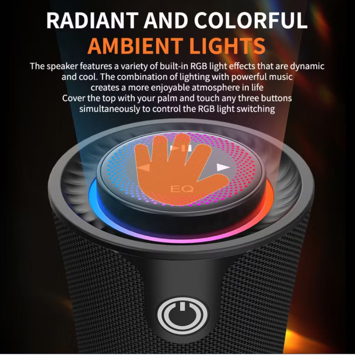Loa Bluetooth Cyboris T16 | 80W, Thiết Kế Trụ, Cảm Ứng, Đèn RGB 32 Hiệu ứng đèn LED RGB rực rỡ tạo điểm nhấn cho loa Cyboris T16.