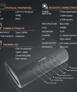 Loa Bluetooth Cyboris T9 | Soundbar Mini 80W, Âm Thanh 2.1 kênh, Pin 10400mAh 18 thong so ky thuat cyboris t9 2