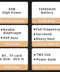 Loa Bluetooth Cyboris T9 | Soundbar Mini 80W, Âm Thanh 2.1 kênh, Pin 10400mAh 19 thong so ky thuat cyboris t9