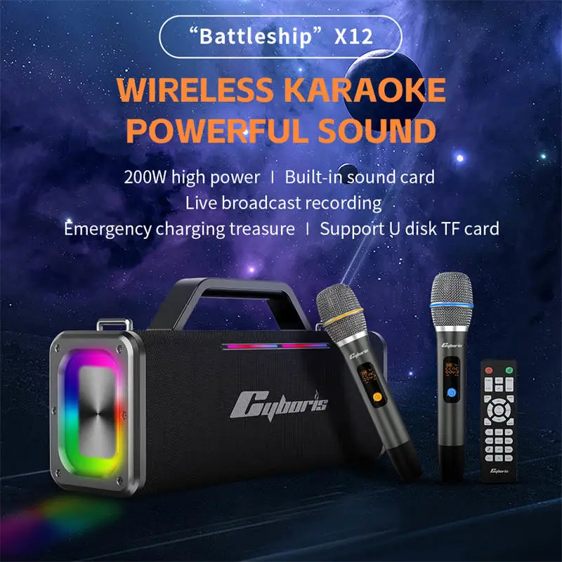 Loa Karaoke Cyboris Battleship X12 | 200W 12 tinh nang da phuong tien cyboris