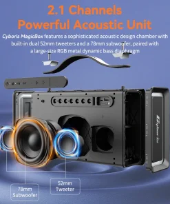 Loa Bluetooth Cyboris T15 | 100W, Âm Thanh 2.1 kênh, Đèn RGB 18 cau truc am thanh 2 1 kenh cyboris t15