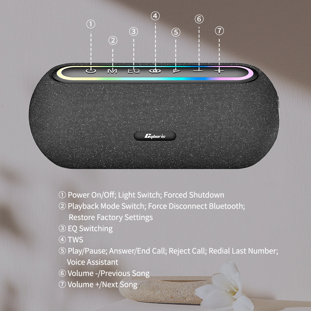 Loa Bluetooth Cyboris X2 | 60W, Đèn RGB, Âm Thanh Vòm 7 che do am thanh eq cyboris