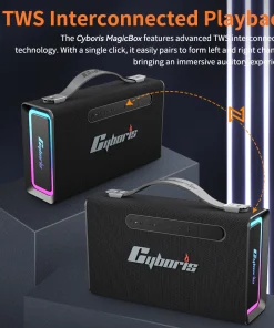 Loa Bluetooth Cyboris T15 | 100W, Âm Thanh 2.1 kênh, Đèn RGB 23 ket noi 2 loa tws cyboris t15
