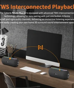 Loa Bluetooth Cyboris X2 | 60W, Đèn RGB, Âm Thanh Vòm 21 ket noi 2 loa tws cyboris x2