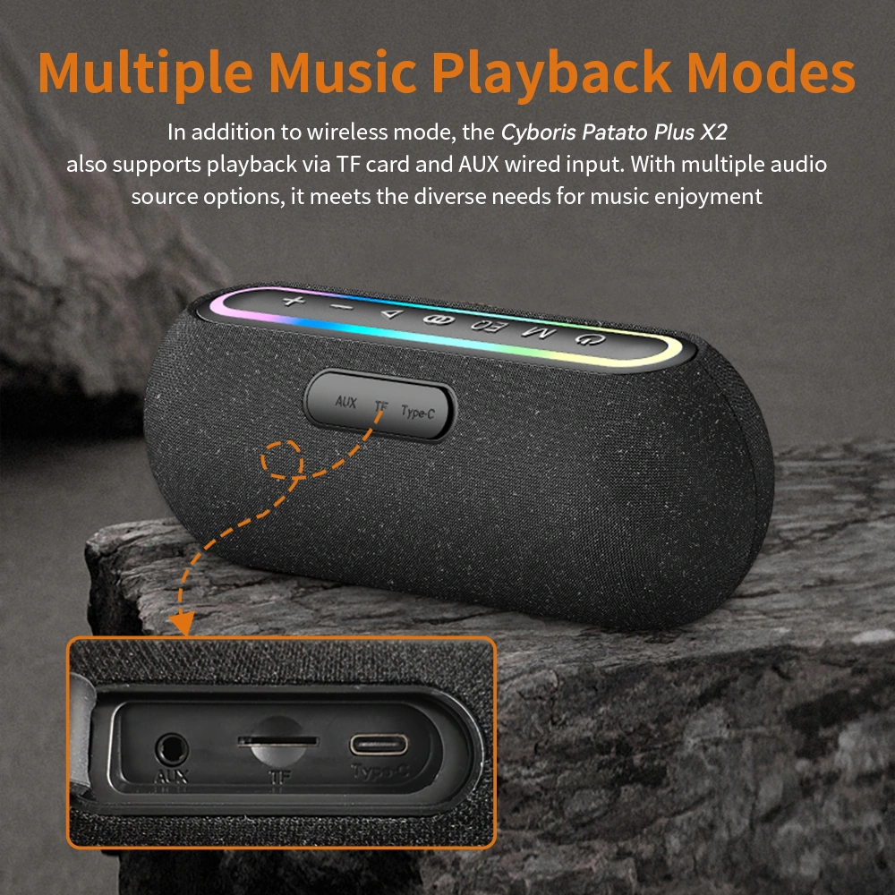 Loa Bluetooth Cyboris X2 | 60W, Đèn RGB, Âm Thanh Vòm 11 pin 6000mah cyboris