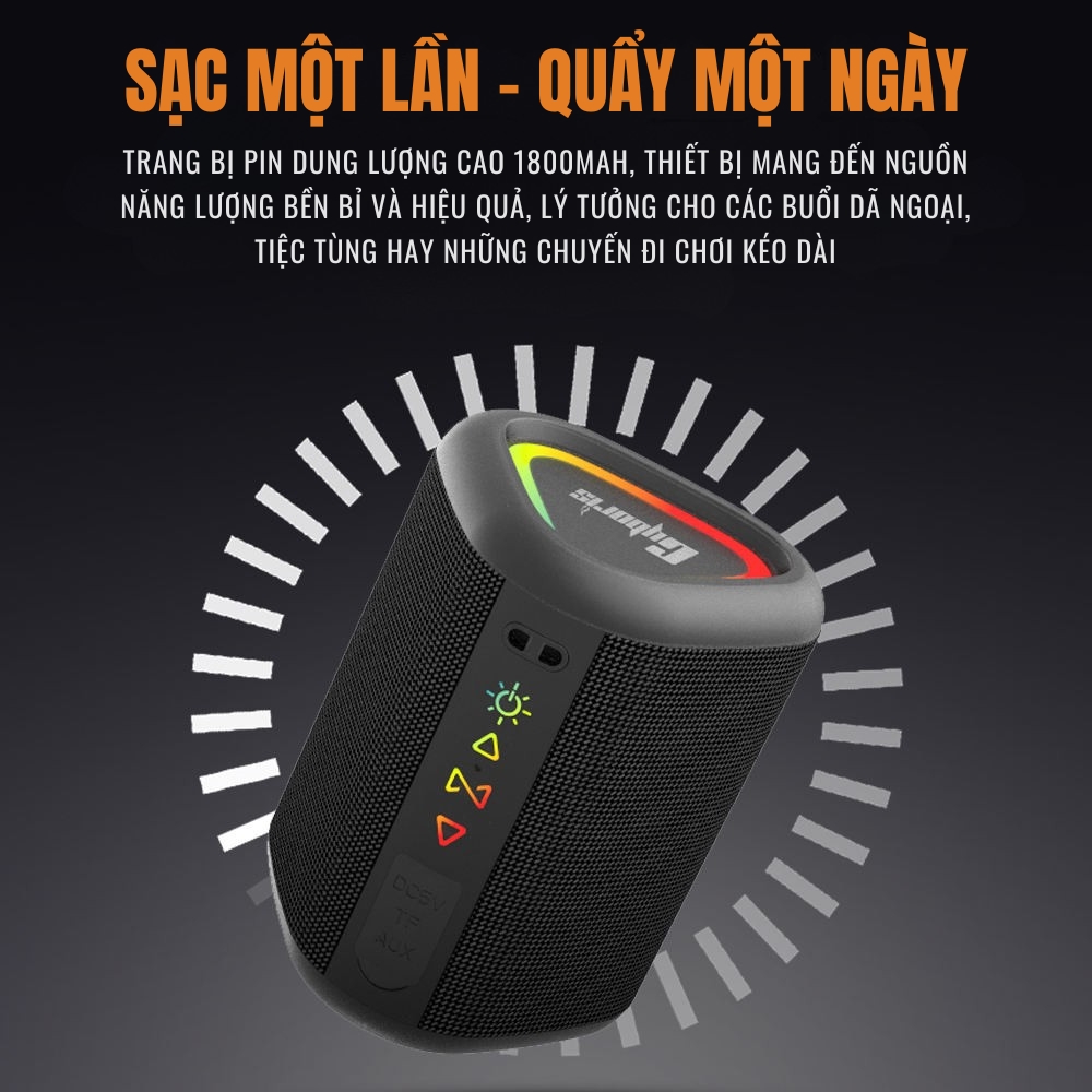 Loa Bluetooth Cyboris S1 | 10W, Đèn RGB, Siêu Nhỏ Gọn, Bảo hành 18 tháng 4 hieu ung den led rgb cyboris s1